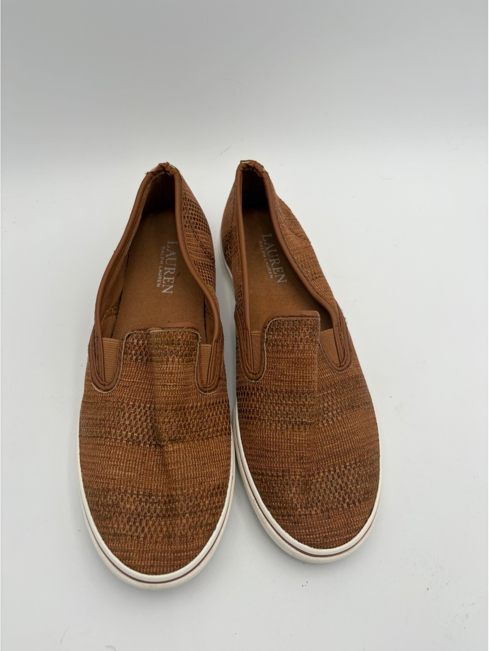 RLL Lauren Ralph Lauren Janis Woman’s 8 Brown Woven Slip-On Shoes - Picture 4 of 8